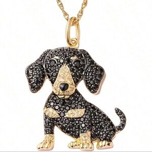 Gold & Black Dachshund Pendant Necklace - Elegant Dog Charm